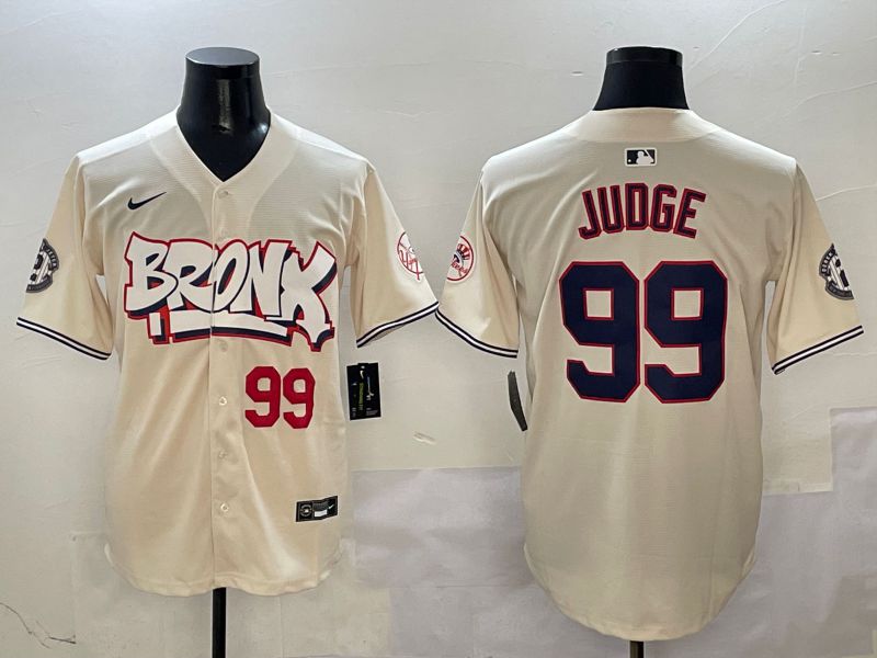 Men New York Yankees 99 Judge Cream four generations Joint Name 2025 Nike MLB Jersey style 4115